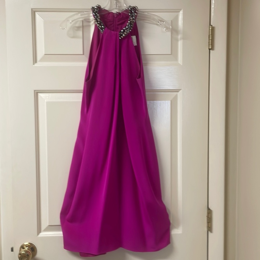 Carmen Marc Valvo Fuchsia pink dress